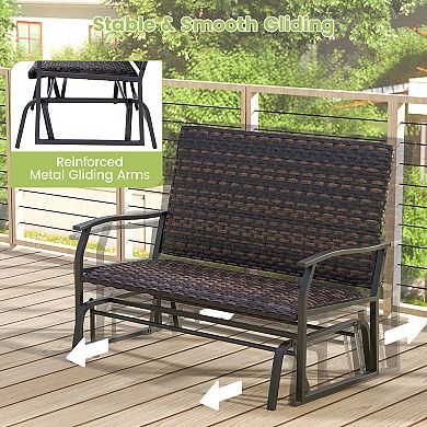All Weather Outdoor 2-Person Swing Glider Bench with Quick Dry Foam Seat