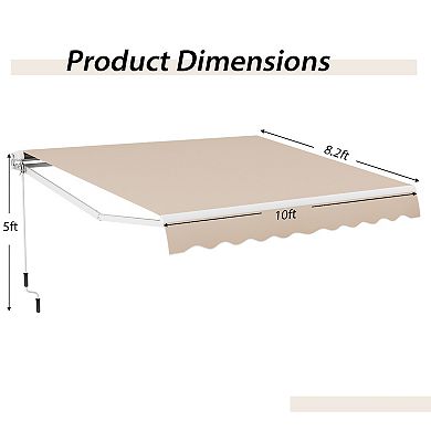 Manual Retractable Awning 10 x 8 Ft Patio Sun Shade