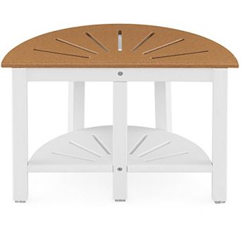 Waterproof HDPE Shower Bench with Semicircular Seat and Storage Shelf