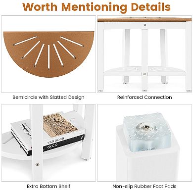 Waterproof HDPE Shower Bench with Semicircular Seat and Storage Shelf