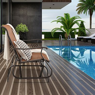 2-Person Patio Glider Bench with High Back and Curved Armrests