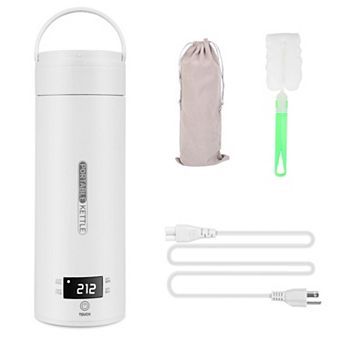17oz Travel Electric Kettle, Portable Stainless Steel Water Boiler with 4 Temp Presets & Handle