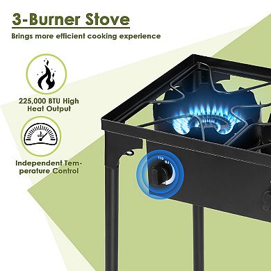 225 000-BTU Portable Propane 3 Burner Gas Cooker