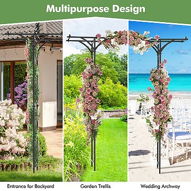 6.8 Feet Garden Arbor with Trellises for Climbing Plant Vine Rose