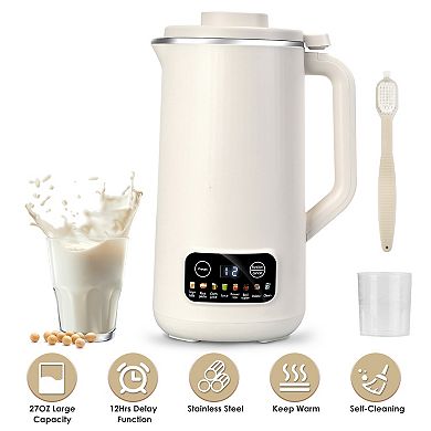 27OZ Automatic Nut & Soy Milk Maker with Delay Timer, Self-Cleaning & Keep Warm