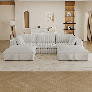 Whisen 118.2'' 5-Seat U-Shaped Cloud Sofa Deep Seat Couch with Removable Cushions