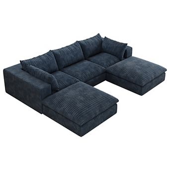 Whisen 118.2'' 5-Seat U-Shaped Cloud Sofa Deep Seat Couch with Removable Cushions