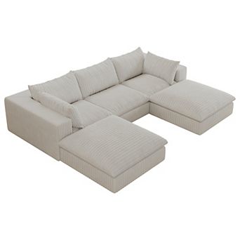 Whisen 118.2'' 5-Seat U-Shaped Cloud Sofa Deep Seat Couch with Removable Cushions