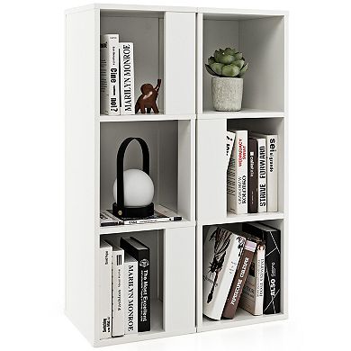 3-Tier 6 Cube White Freestanding Bookcase with Anti-toppling Device