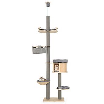 6 tier Floor-to-ceiling Cat Tree 100-110 in Adjustable Height