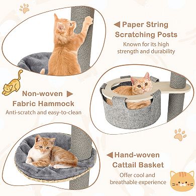 6-tier Floor-to-ceiling Cat Tree 100-110 Inches Adjustable Height