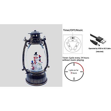 10" Snowman Family Water Snow Globe Lantern - Festive Christmas Decoration