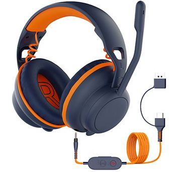 Delton Ascent Kids Learning Computer Headset USB/USBC Headphones with Microphone, Midnight Blue