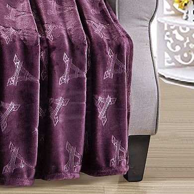 Eiffel Tower Embossed Decorative Super Soft Throw Blanket for Sleep/Decor 2 Pack