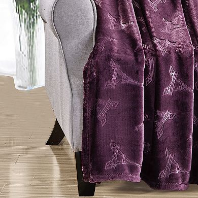 Eiffel Tower Embossed Decorative Super Soft Throw Blanket for Sleep/Decor 2 Pack
