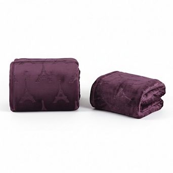 Eiffel Tower Embossed Decorative Super Soft Throw Blanket for Sleep/Decor 2 Pack