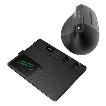 Delton S38 Ergonomic Wireless Computer Mouse & Mouse Pad with Qi Wireless Charging Pad, Black