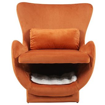 2 in 1 Velvet Accent Chair Upholstered Back Single Sofa
