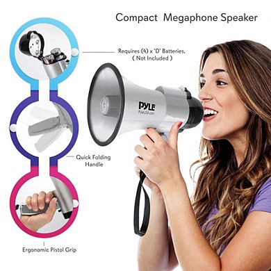 Pyle 30-Watt Compact Megaphone Speaker with Siren Alarm