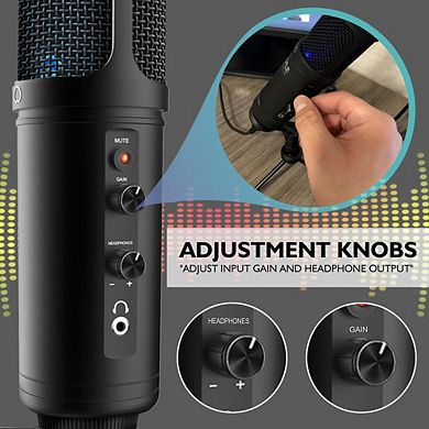 Pyle Universal USB Computer Microphone - Streaming & Pro Audio Recording Mic with Tripod Stand