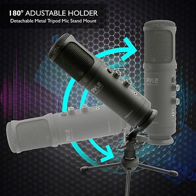 Pyle Universal USB Computer Microphone - Streaming & Pro Audio Recording Mic with Tripod Stand