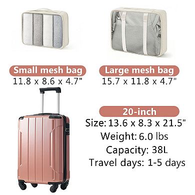20 Inch Hardshell Carry-On Luggage with 2 Packing Cubes
