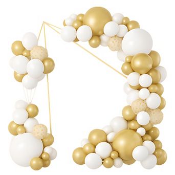 Gold Confetti Balloons Arch Set 124 pc Wedding, Shower or Grad Party Balloon set