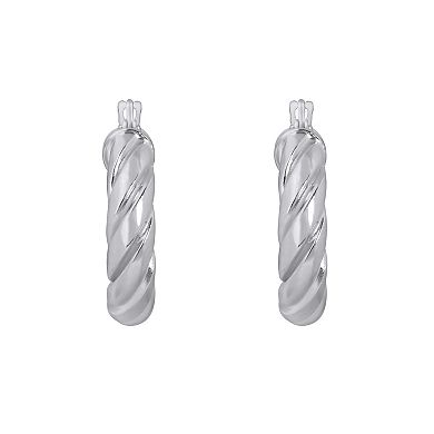 ITALIAN LUSTER Sterling Silver Chunky Twisted Rope Hoop Earrings