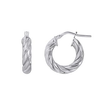 ITALIAN LUSTER Sterling Silver Chunky Twisted Rope Hoop Earrings