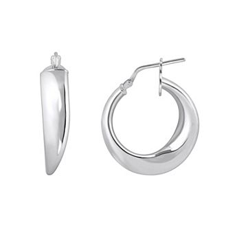 ITALIAN LUSTER Sterling Silver Tapered Hoop Earrings