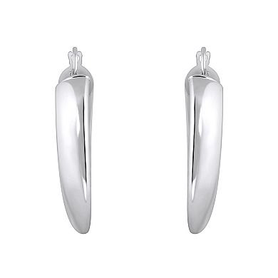 ITALIAN LUSTER Sterling Silver Large Tapered Hoop Earrings
