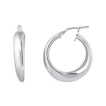 ITALIAN LUSTER Sterling Silver Large Tapered Hoop Earrings