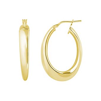 ITALIAN LUSTER Sterling Silver Tapered Oval Hoop Earrings