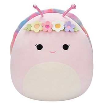 Squishmallow 16-Inch Silvina Pink Snail Plush Toy with Rainbow Shell & Flower Crown