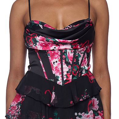 Juniors' B. Smart Spaghetti Strap Floral Dress & Layered Ruffle Skirt