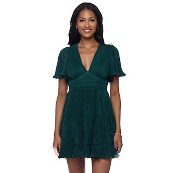 Juniors' B. Smart Short Sleeve V-Neck Ruffle Dress