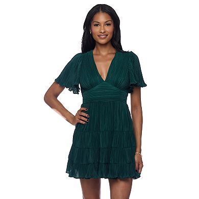 Juniors' B. Smart Short Sleeve V-Neck Ruffle Dress