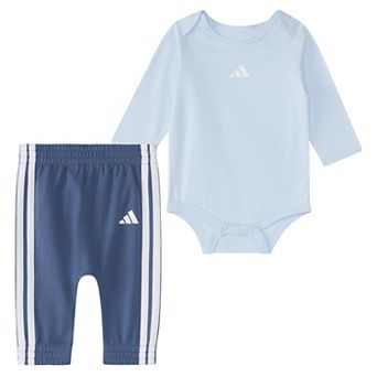 Baby Boy adidas 2 pc Long Sleeve Bodysuit & Elastic Waistband Pant Set