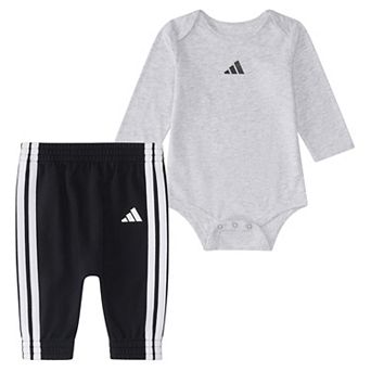 Baby Boy adidas 2 pc Long Sleeve Bodysuit & Elastic Waistband Pant Set