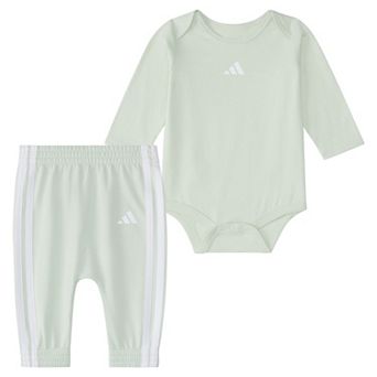 Baby Boy adidas 2 pc Long Sleeve Bodysuit & Elastic Waistband Pant Set