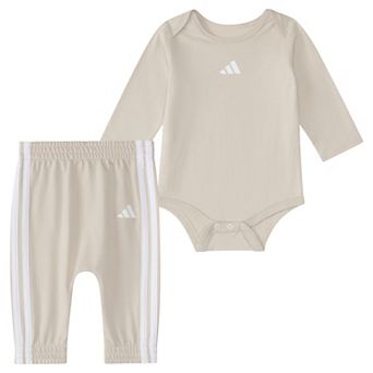 Baby Boy adidas 2 pc Long Sleeve Bodysuit & Elastic Waistband Pant Set