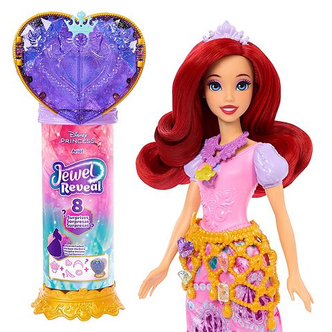Детские куклы Disney Princess Jewel Reveal Ariel Fashion Doll w/ 8 Surprises & 10 Accessories