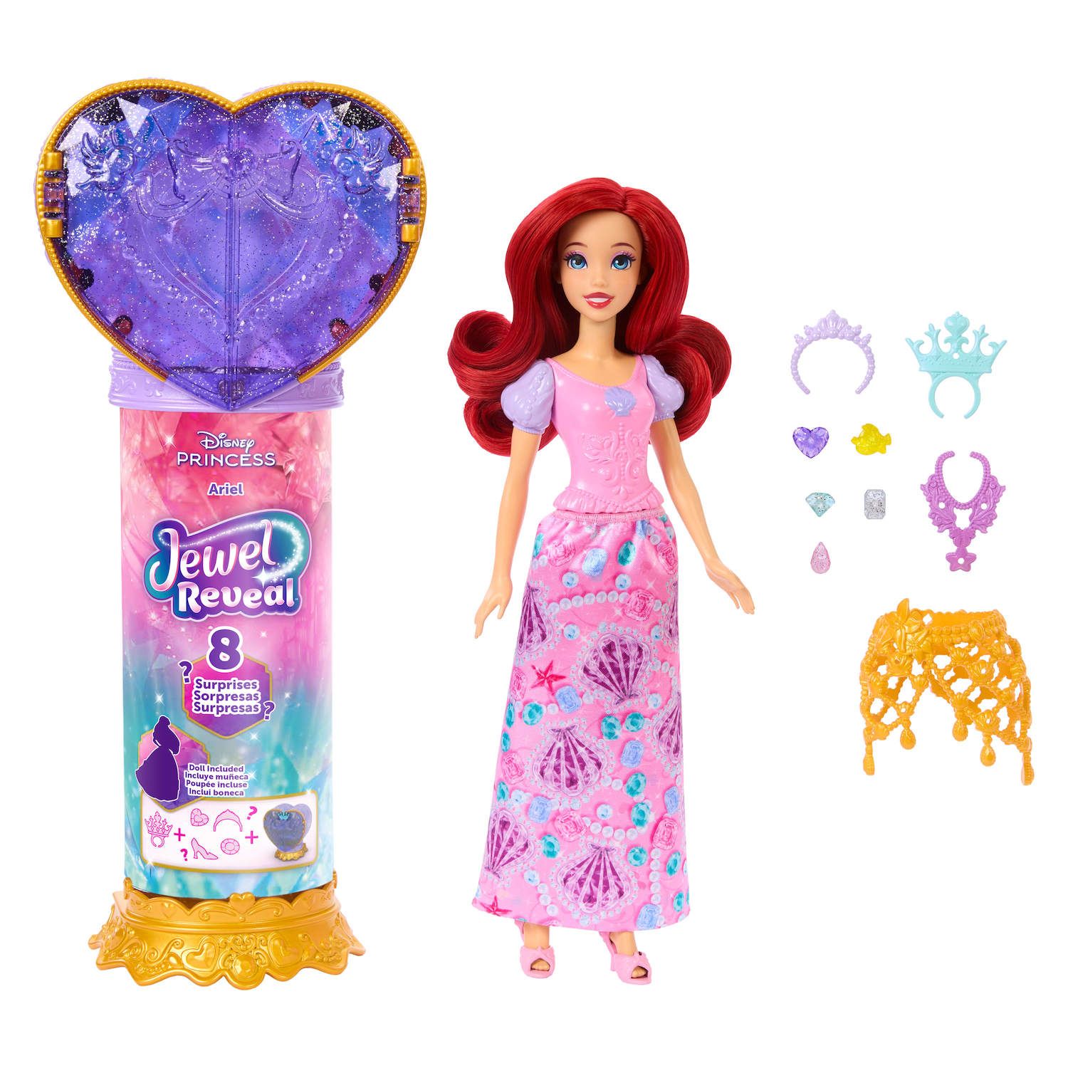 Детская кукла Disney Princess Jewel Reveal Ariel w/ 8 Surprises & 10 Accessories — фото 5