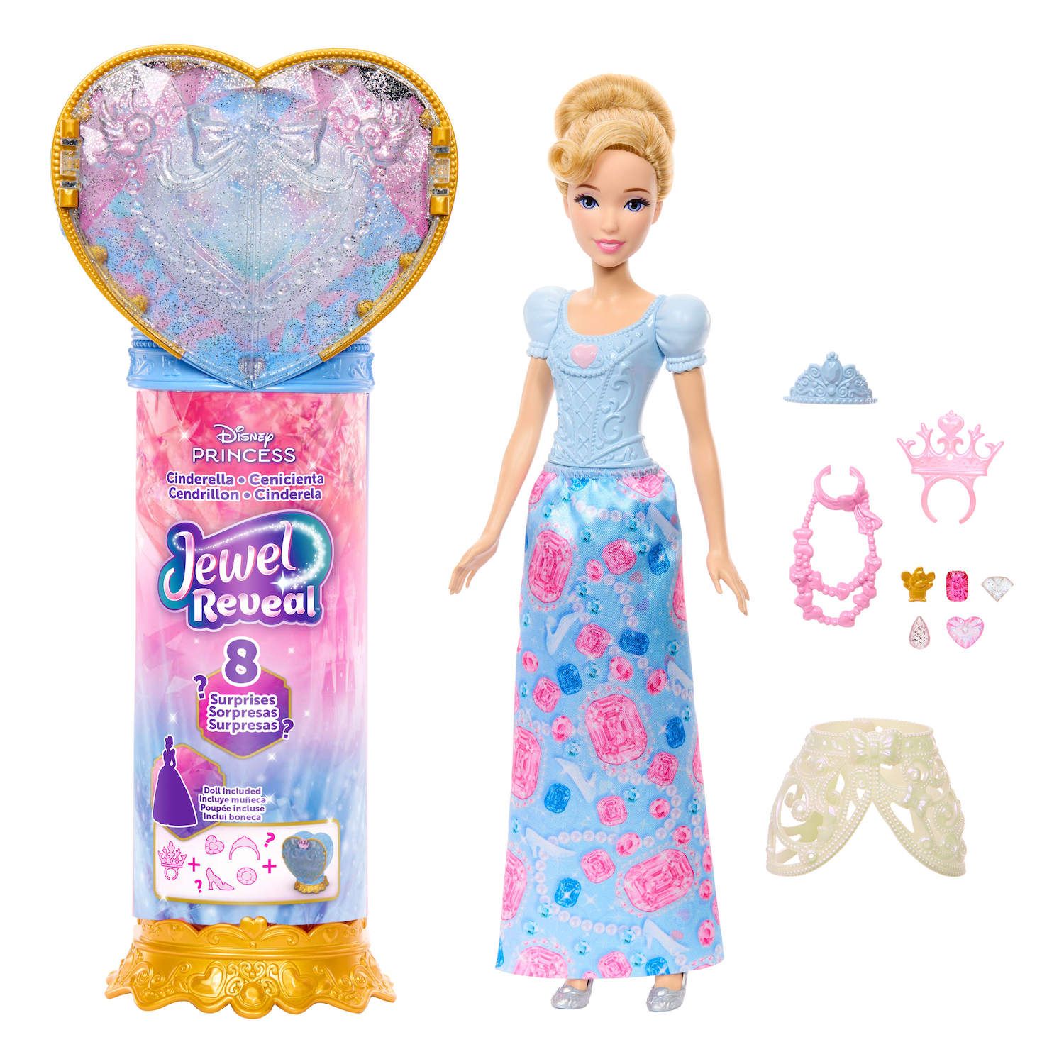 Детская кукла Disney Princess Jewel Reveal Cinderella w/ 8 Surprises & Accessories — фото 5