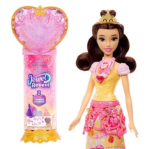 Детские куклы Disney Princess Jewel Reveal Belle Fashion Doll w/ 8 Surprises & Gem Box