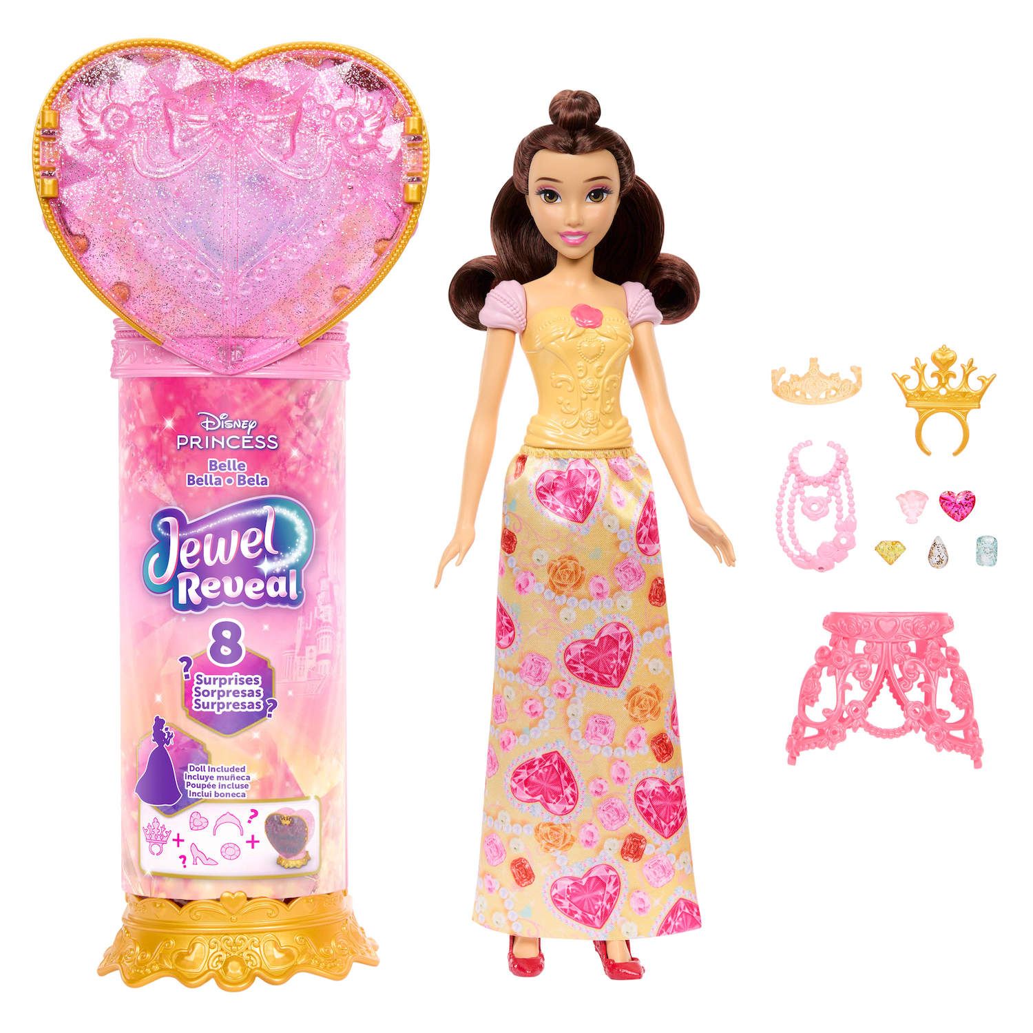 Детская кукла Disney Princess Jewel Reveal Belle w/ 8 Surprises & Gem Box — фото 5