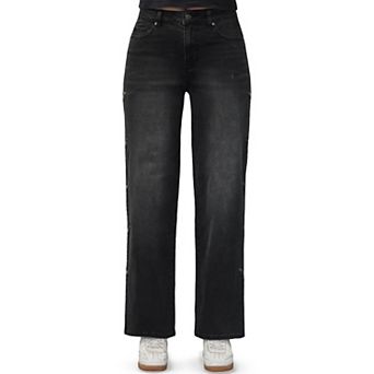 Juniors' madden girl Embroidered '90s Wide-Leg Jeans