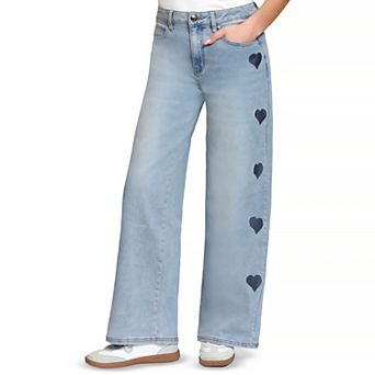 Juniors' madden girl Embroidered '90s Wide-Leg Jeans
