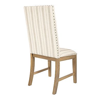 Tim Dining Chair Set of 2, Wood Apron Frame, Striped Polyester