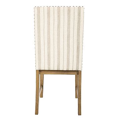 Tim Dining Chair Set of 2, Wood Apron Frame, Striped Polyester